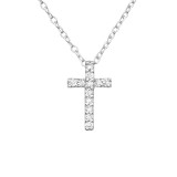 Crystal cross - 925 Sterling Silver Necklaces with Stones SD19473