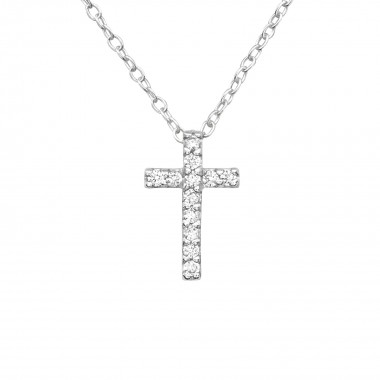 Crystal cross - 925 Sterling Silver Necklaces with Stones SD19473