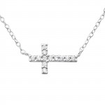 Inline crystall crucifix - 925 Sterling Silver Necklaces with Stones SD19678 Inline crystall crucifix - 925 Sterling Silver Necklaces with Stones SD19678