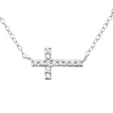 Inline crystall crucifix - 925 Sterling Silver Necklaces with Stones SD19678