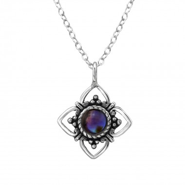 Flower - 925 Sterling Silver Necklaces with Stones SD30858