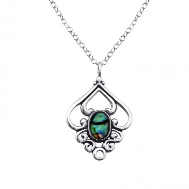Flower - 925 Sterling Silver Necklaces with Stones SD30859