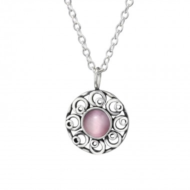 Flower - 925 Sterling Silver Necklaces with Stones SD30918