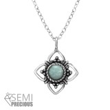Flower - 925 Sterling Silver Necklaces with Stones SD31040
