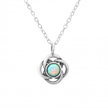 Flower - 925 Sterling Silver Necklaces with Stones SD36834