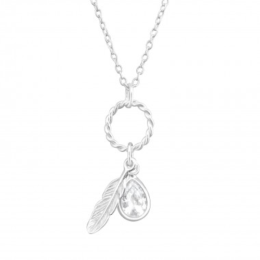 Feather - 925 Sterling Silver Necklaces with Stones SD37631