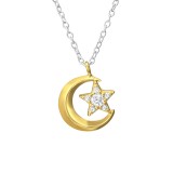 Moon And Star - 925 Sterling Silver Necklaces with Stones SD37632