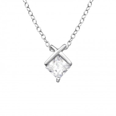 Geometic - 925 Sterling Silver Necklaces with Stones SD38000