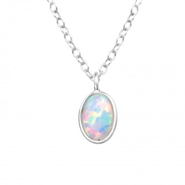 Oval - 925 Sterling Silver Necklaces with Stones SD38187