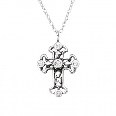 Cross - 925 Sterling Silver Necklaces with Stones SD38857