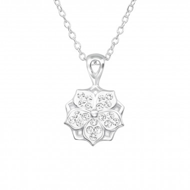 Flower - 925 Sterling Silver Necklaces with Stones SD39491