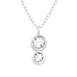 Double Round - 925 Sterling Silver Necklaces with Stones SD39549