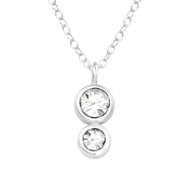 Double Round - 925 Sterling Silver Necklaces with Stones SD39549