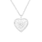 Heart - 925 Sterling Silver Necklaces with Stones SD40147