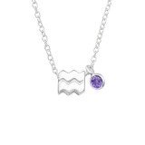 Aquarius Zodiac Sign - 925 Sterling Silver Necklaces with Stones SD40158