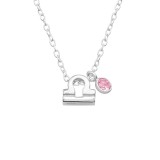 Libra Zodiac Sign - 925 Sterling Silver Necklaces with Stones SD40175
