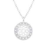 Flower - 925 Sterling Silver Necklaces with Stones SD40196