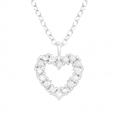 Heart - 925 Sterling Silver Necklaces with Stones SD40198