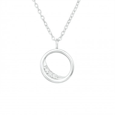 Crescent Moon - 925 Sterling Silver Necklaces with Stones SD40204