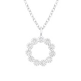 Flower - 925 Sterling Silver Necklaces with Stones SD40205