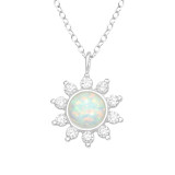 Flower - 925 Sterling Silver Necklaces with Stones SD40209