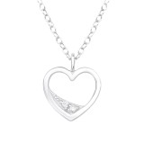 Heart - 925 Sterling Silver Necklaces with Stones SD40210