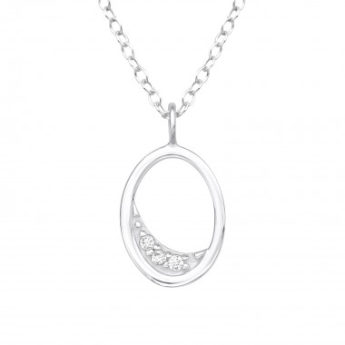 Oval - 925 Sterling Silver Necklaces with Stones SD40215