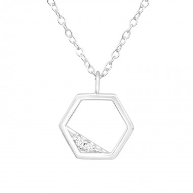 Hexagon - 925 Sterling Silver Necklaces with Stones SD40216