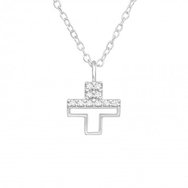 Cross - 925 Sterling Silver Necklaces with Stones SD40241