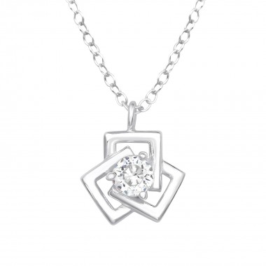Geometric - 925 Sterling Silver Necklaces with Stones SD40244