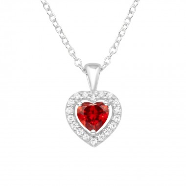 Heart - 925 Sterling Silver Necklaces with Stones SD40257
