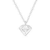 Diamond Shaped - 925 Sterling Silver Necklaces with Stones SD40410