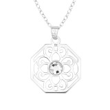 Flower - 925 Sterling Silver Necklaces with Stones SD40480