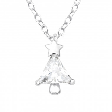 Christmas Tree - 925 Sterling Silver Necklaces with Stones SD40599