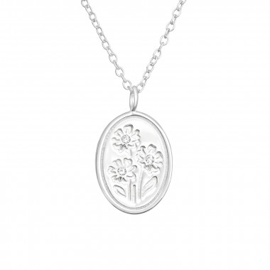Flower - 925 Sterling Silver Necklaces with Stones SD40735