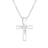 Cross - 925 Sterling Silver Necklaces with Stones SD41187
