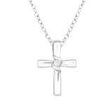 Cross - 925 Sterling Silver Necklaces with Stones SD41187