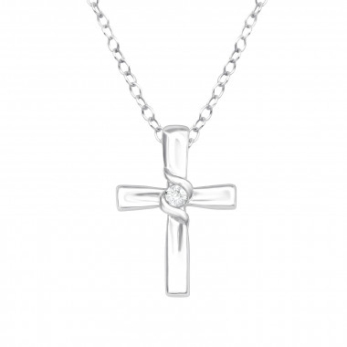 Cross - 925 Sterling Silver Necklaces with Stones SD41187