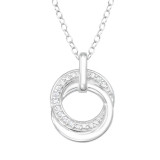 Double Rings - 925 Sterling Silver Necklaces with Stones SD41218