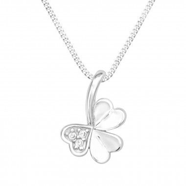 Three-Leaf Clover - 925 Sterling Silver Necklaces with Stones SD41237