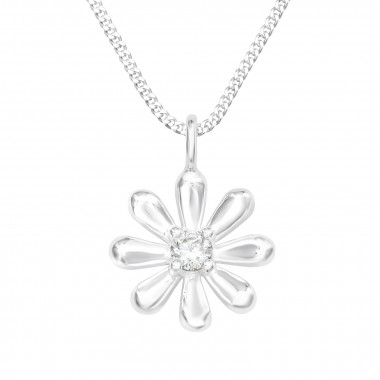 Flower - 925 Sterling Silver Necklaces with Stones SD41250
