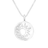 Moon And Sun - 925 Sterling Silver Necklaces with Stones SD41252