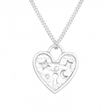 Heart - 925 Sterling Silver Necklaces with Stones SD41342