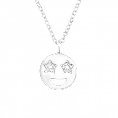 Star-Struck Emoji - 925 Sterling Silver Necklaces with Stones SD42874