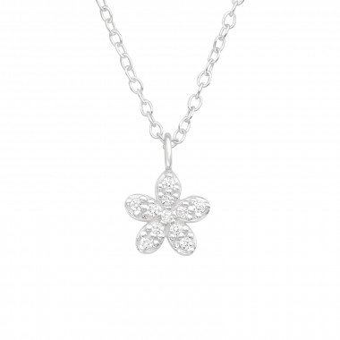 Flower - 925 Sterling Silver Necklaces with Stones SD42875