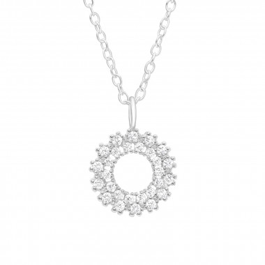 Round - 925 Sterling Silver Necklaces with Stones SD43055