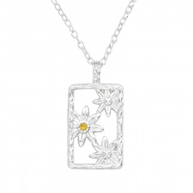 Framed Flowers - 925 Sterling Silver Necklaces with Stones SD43322