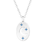 Moon And Stars - 925 Sterling Silver Necklaces with Stones SD43363