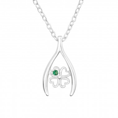 Three Leaf Clover - 925 Sterling Silver Necklaces with Stones SD43768