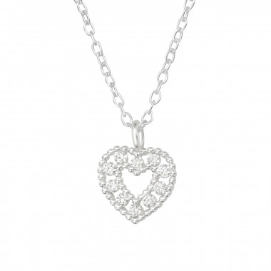 Heart - 925 Sterling Silver Necklaces with Stones SD43802